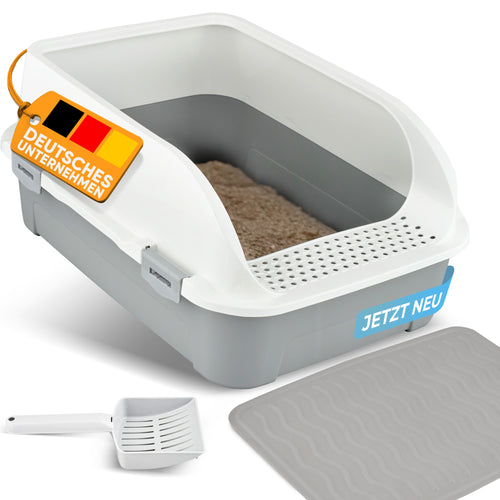 Premium Katzenklo mit hohem Rand inkl. Matte und Schaufel