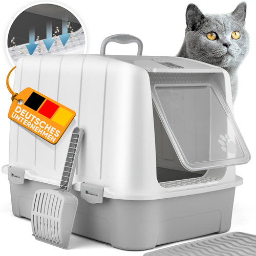 Premium Katzenklo mit Deckel und Aktivkohlefilter inkl. Matte und Schaufel