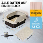 Premium Katzenklo mit hohem Rand inkl. Matte und Schaufel