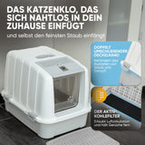 CROPLAS Katzenklo mit Deckel XXL 53 cm – inkl. Aktivkohlefilter, Matte & Schaufel