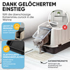 Premium Katzenklo mit Deckel und Aktivkohlefilter inkl. Matte und Schaufel