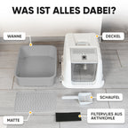 Premium Katzenklo mit Deckel und Aktivkohlefilter inkl. Matte und Schaufel