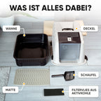 Premium Katzenklo mit Deckel und Aktivkohlefilter inkl. Matte und Schaufel