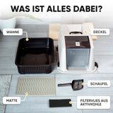 CROPLAS Katzenklo mit Deckel XXL 53 cm – inkl. Aktivkohlefilter, Matte & Schaufel