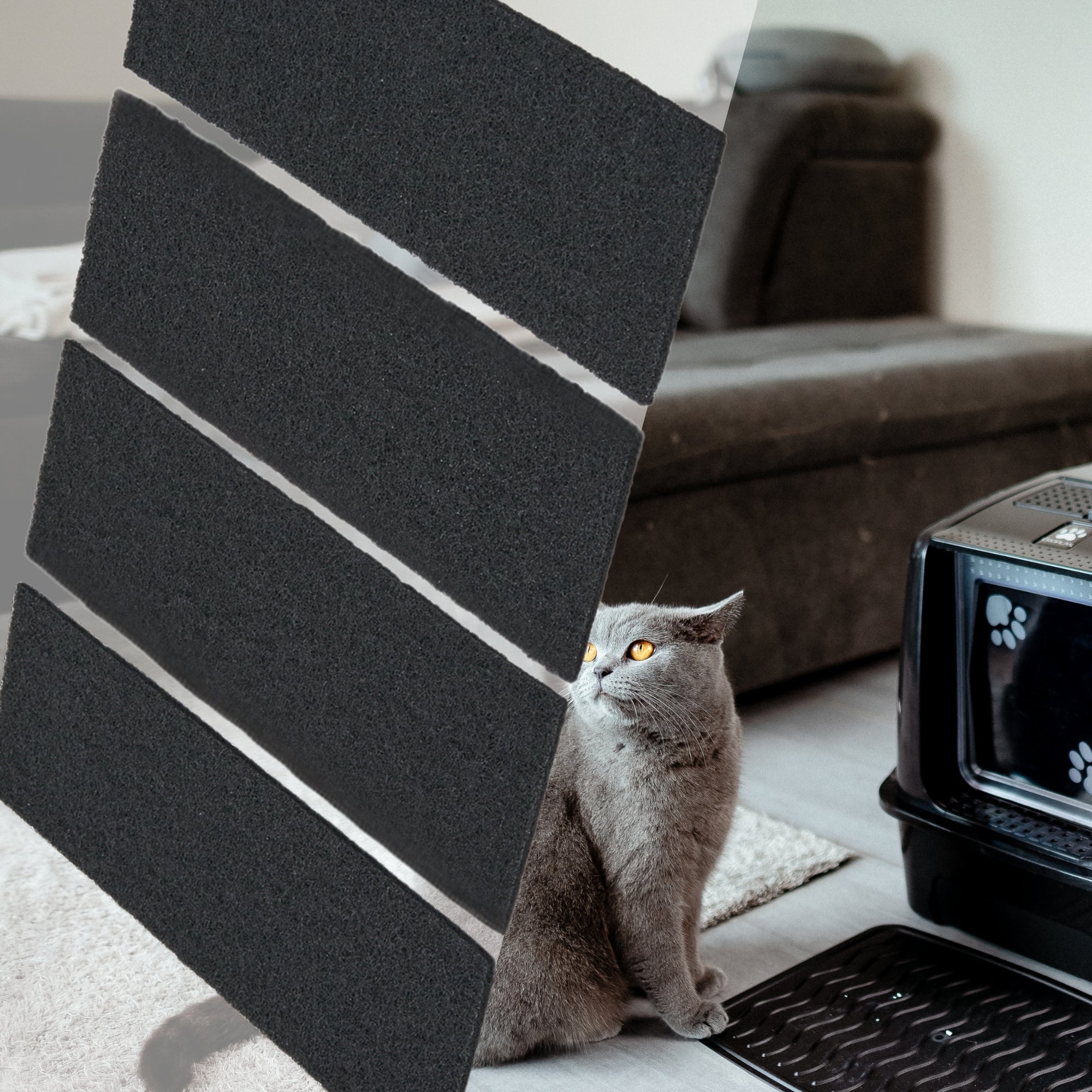 Premium Aktivkohlefilter 4er Pack für Katzenklos – zuschneidbar