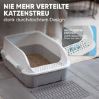 Premium Katzenklo mit hohem Rand inkl. Matte und Schaufel