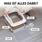 Premium Katzenklo mit hohem Rand inkl. Matte und Schaufel