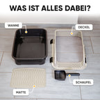 Premium Katzenklo mit hohem Rand inkl. Matte und Schaufel