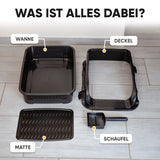 CROPLAS Katzenklo mit hohem Rand – offene Katzentoilette XXL inkl. Matte & Schaufel